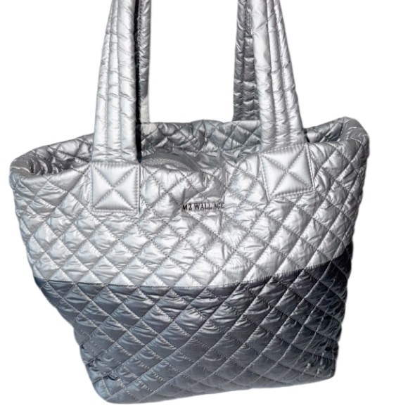 MZ Wallace Large Metro Tote Tin/Steel Metallic Travel Business Professional - Picture 2 of 16